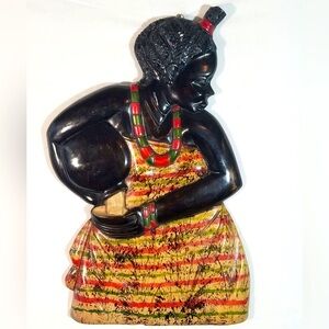 Handcrafted Wall Decor - African Young Woman In Humble Service